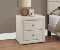 Monarch Linen Upholstered Nightstand -Home Furniture 810598501 B0