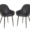 Mid-Century Modern Navy Faux Leather Dining Chairs, 2-Pack