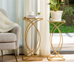 Gold Glass Top 2-Piece Nesting Accent Table Set 11 Gold Glass Top 2-Piece Nesting Accent Table Set -Home Furniture 810598720 A0 3