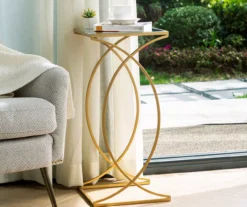 Gold Glass Top 2-Piece Nesting Accent Table Set 12 Gold Glass Top 2-Piece Nesting Accent Table Set -Home Furniture 810598720 A0 4