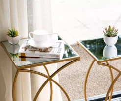 Gold Glass Top 2-Piece Nesting Accent Table Set 13 Gold Glass Top 2-Piece Nesting Accent Table Set -Home Furniture 810598720 A0 5