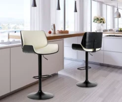 Glitzhome Mid-Century Modern Faux Leather Adjustable Bar Stools, 2-Pack -Home Furniture 810598738 A0 3