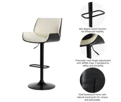 Glitzhome Mid-Century Modern Faux Leather Adjustable Bar Stools, 2-Pack -Home Furniture 810598738 A0 5