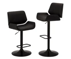 Glitzhome Mid-Century Modern Faux Leather Adjustable Bar Stools, 2-Pack -Home Furniture 810598741 A0 4