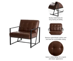 Glitzhome Modern Industrial Faux Leather Accent Chairs, 2-Pack -Home Furniture 810598913 A0 7