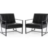 Glitzhome Modern Industrial Faux Leather Accent Chairs, 2-Pack