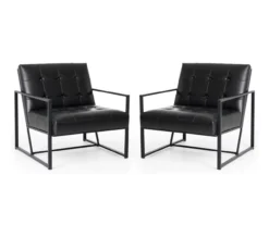 Glitzhome Modern Industrial Faux Leather Accent Chairs, 2-Pack