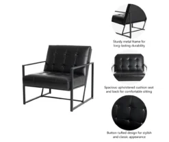 Glitzhome Modern Industrial Faux Leather Accent Chairs, 2-Pack -Home Furniture 810598914 A0 7