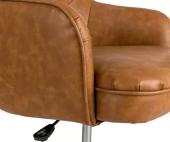 Caramel Brown Faux Leather Tufted Adjustable Office Chair -Home Furniture 810598931 A0 4