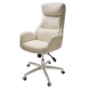 Cream Mid-Century Modern Faux Leather Executive Office Chair 2 Cream Mid-Century Modern Faux Leather Executive Office Chair -Home Furniture 810598938 A0 1