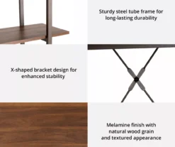 Walnut Modern Open 4-Shelf Bookcase 13 Walnut Modern Open 4-Shelf Bookcase -Home Furniture 810598940 A0 6