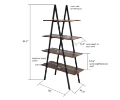 Walnut Modern A-Frame 4-Shelf Bookcase -Home Furniture 810598942 A0 7