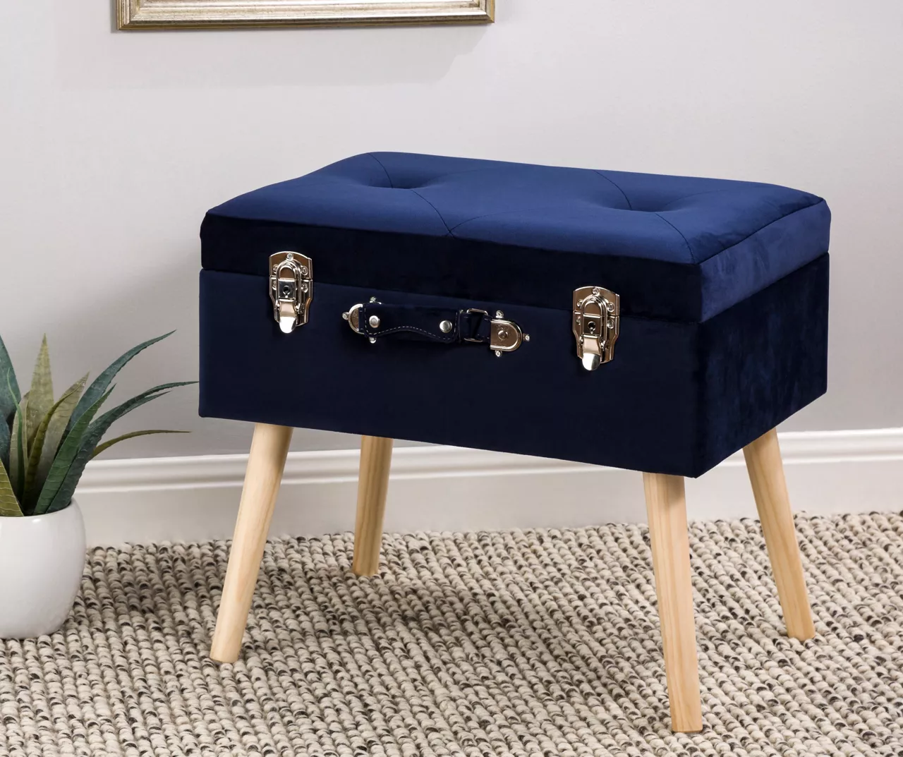 Glitzhome Velvet Suitcase Storage Stool 11 Glitzhome Velvet Suitcase Storage Stool - Image 9