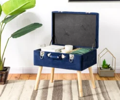 Glitzhome Velvet Suitcase Storage Stool 25 Glitzhome Velvet Suitcase Storage Stool -Home Furniture 810598944 A0 3