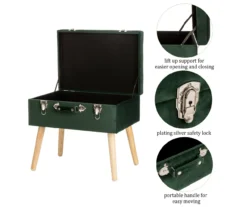 Glitzhome Velvet Suitcase Storage Stool 21 Glitzhome Velvet Suitcase Storage Stool -Home Furniture 810598947 A0 5