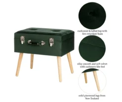 Glitzhome Velvet Suitcase Storage Stool 22 Glitzhome Velvet Suitcase Storage Stool -Home Furniture 810598947 A0 6