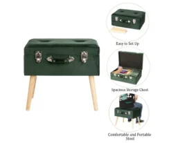 Glitzhome Velvet Suitcase Storage Stool 23 Glitzhome Velvet Suitcase Storage Stool -Home Furniture 810598947 A0 7