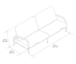 DHP Elbern Black Metal Futon With Cover -Home Furniture 810599700 810600181 810600182 A8 1