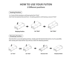 DHP Elbern Black Metal Futon With Cover -Home Furniture 810599700 810600181 810600182 M0