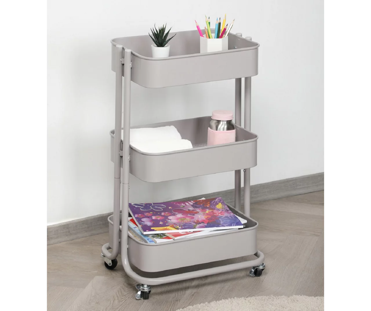 Opal Gray 3-Tier Rolling Cart 4 Opal Gray 3-Tier Rolling Cart - Image 2