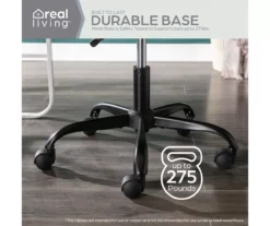 Cream Faux Wool Boucle Rolling Swivel Office Chair -Home Furniture 810606674 A0 7