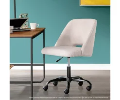 Cream Faux Wool Boucle Rolling Swivel Office Chair -Home Furniture 810606674 A0 8