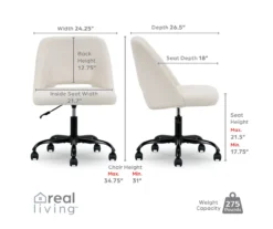 Cream Faux Wool Boucle Rolling Swivel Office Chair -Home Furniture 810606674 A0 9