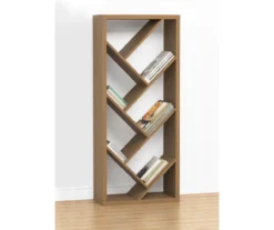 Brown Woodgrain Diagonal Shelf Bookcase -Home Furniture 810606678 B0