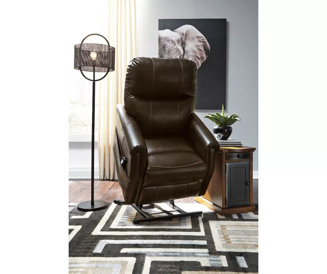 Markridge Chocolate Faux Leather Power Lift Recliner 6 Markridge Chocolate Faux Leather Power Lift Recliner - Image 4