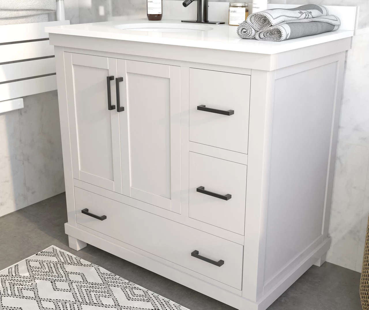 DHP Atwater Living Mills White Bathroom Vanity With Sink 6 DHP Atwater Living Mills White Bathroom Vanity With Sink - Image 4