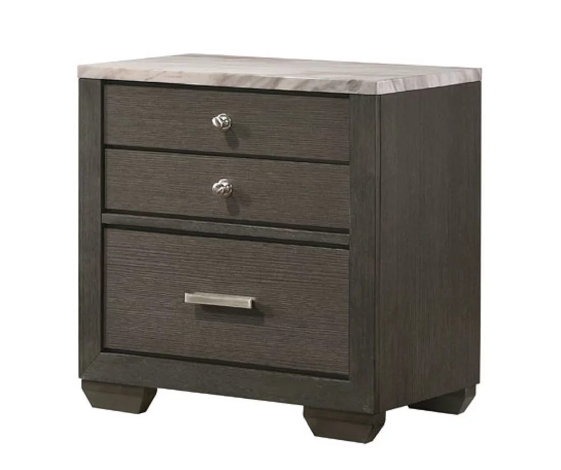 Southall Espresso & Faux Marble 3-Drawer Nightstand 3 Southall Espresso & Faux Marble 3-Drawer Nightstand