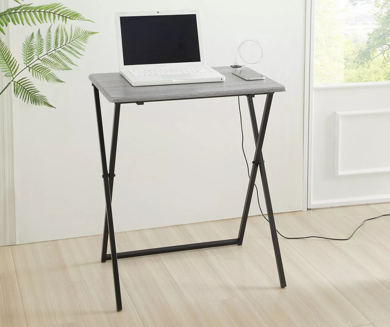 Wood Look Folding Table With USB Charging 8 Wood Look Folding Table With USB Charging - Image 7
