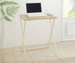Wood Look Folding Table With USB Charging 13 Wood Look Folding Table With USB Charging -Home Furniture 810612178 B0 1
