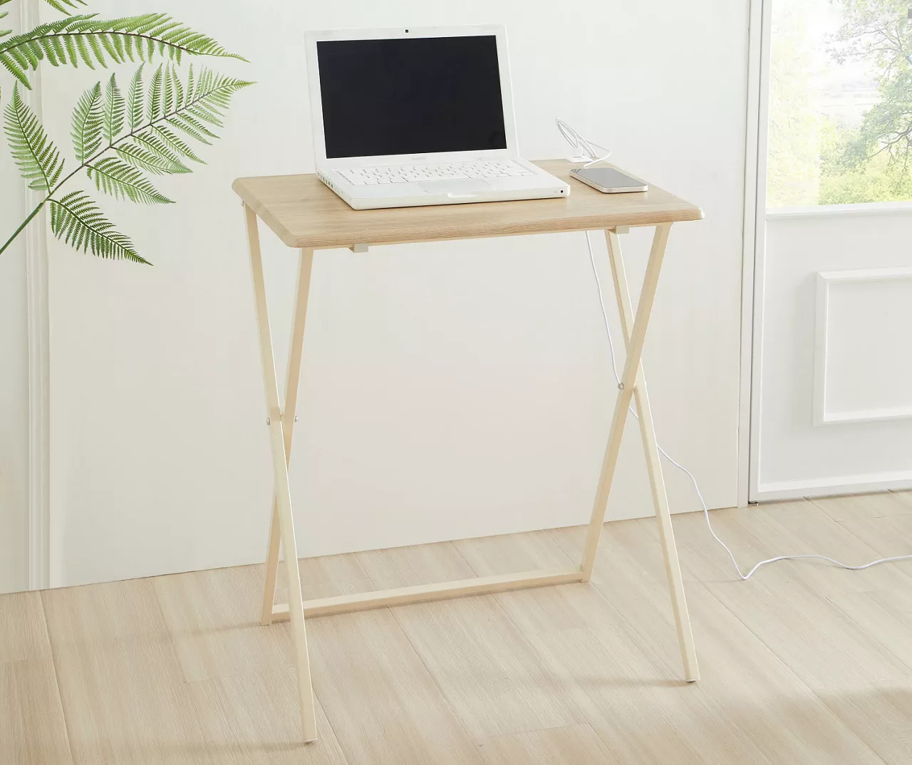 Wood Look Folding Table With USB Charging 4 Wood Look Folding Table With USB Charging - Image 3
