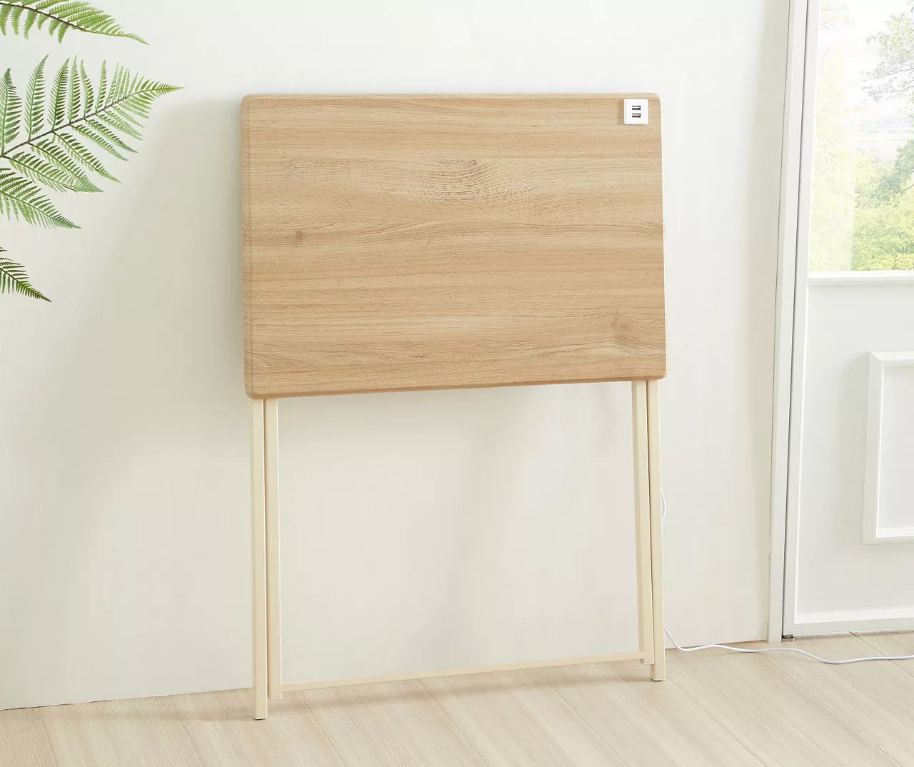 Wood Look Folding Table With USB Charging 5 Wood Look Folding Table With USB Charging - Image 4