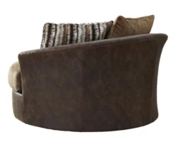 Alesbury Brown Faux Leather Oversize Swivel Accent Chair -Home Furniture 810612255 2