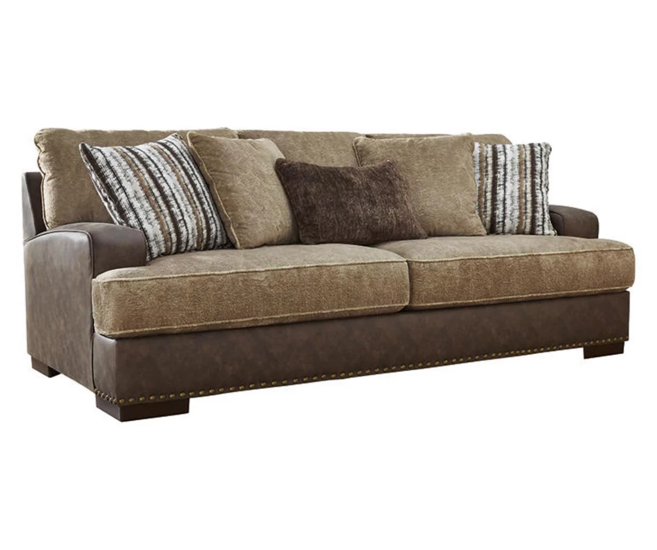 Alesbury Brown Faux Leather Sofa 4 Alesbury Brown Faux Leather Sofa - Image 2