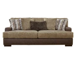 Alesbury Brown Faux Leather Sofa