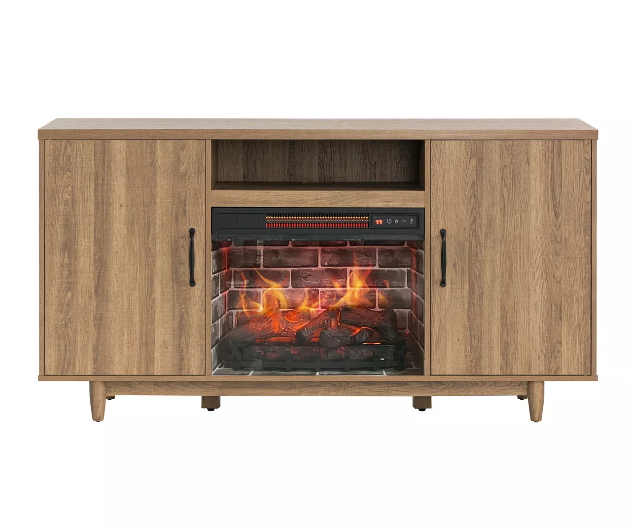 60" Modern Tan Electric Fireplace Console 3 60" Modern Tan Electric Fireplace Console