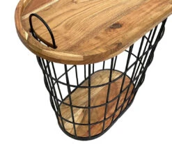 Metal Storage Table With Acacia Lid -Home Furniture 810617764 A0 4