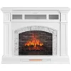 62" White Marble Grand Electric Fireplace Console -Home Furniture 810617766 A0 1