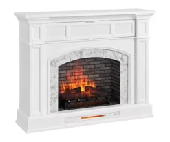 62" White Marble Grand Electric Fireplace Console -Home Furniture 810617766 A0 2