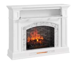 62" White Marble Grand Electric Fireplace Console -Home Furniture 810617766 A0 3
