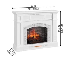 62" White Marble Grand Electric Fireplace Console -Home Furniture 810617766 A6