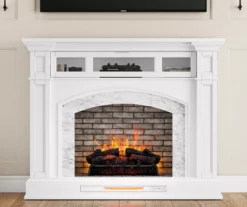 62" White Marble Grand Electric Fireplace Console -Home Furniture 810617766 B0 1