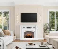 62" White Marble Grand Electric Fireplace Console -Home Furniture 810617766 B0 2