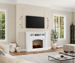 62" White Marble Grand Electric Fireplace Console -Home Furniture 810617766 B0 3