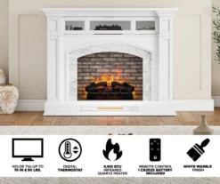 62" White Marble Grand Electric Fireplace Console -Home Furniture 810617766 M7