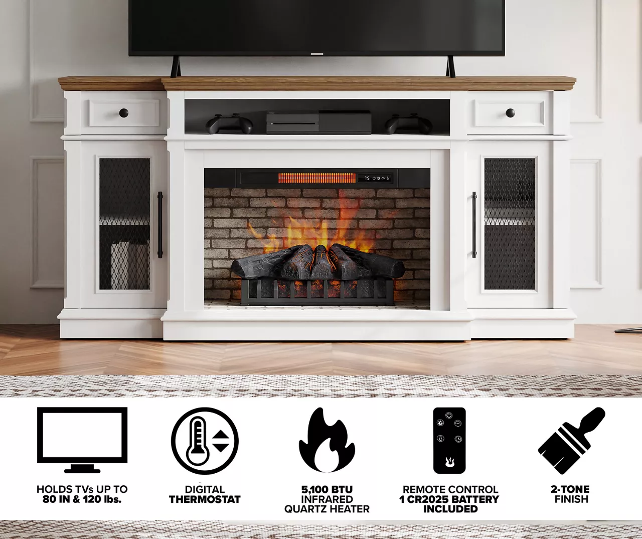 73.5" Castillo Electric Fireplace Console 5 73.5" Castillo Electric Fireplace Console - Image 3