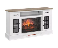 60" White 2-Door Electric Fireplace Console 20 60" White 2-Door Electric Fireplace Console -Home Furniture 810618088 A0 2
